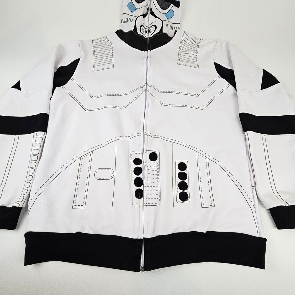 Star Wars Stormtrooper Costume Hoodie Men's XL Full Zip Helmet Hood White - Picture 5 of 13